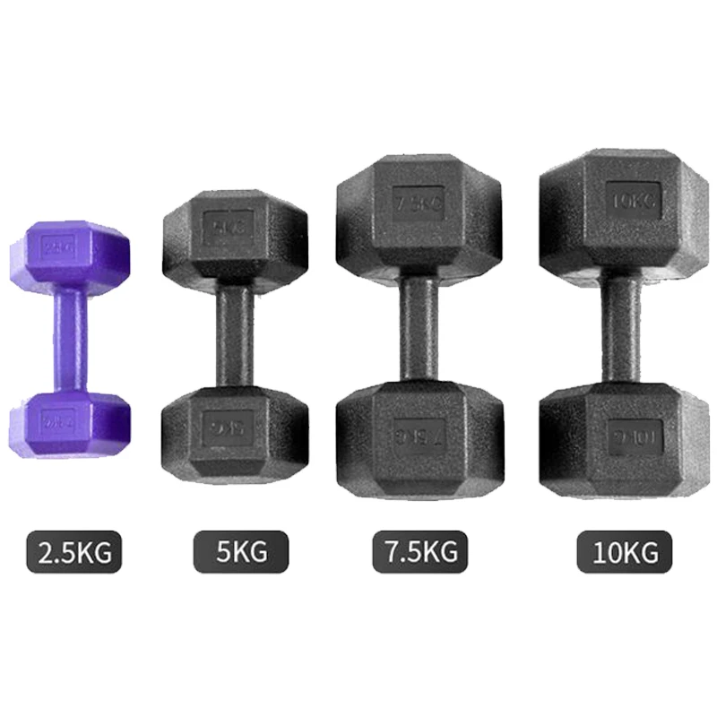 

Non-slip Black PVC Weight Lfiting 10kg Hex Rubber Mancuerna hexagonal Dumbbells