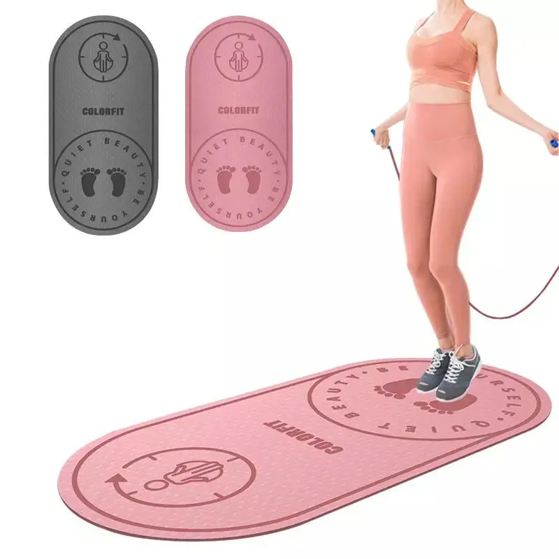 

Jump Rope Yoga TPE Mat Skipping Floor Workouts Mat for Sports Non Slip Textured, Pink,gray