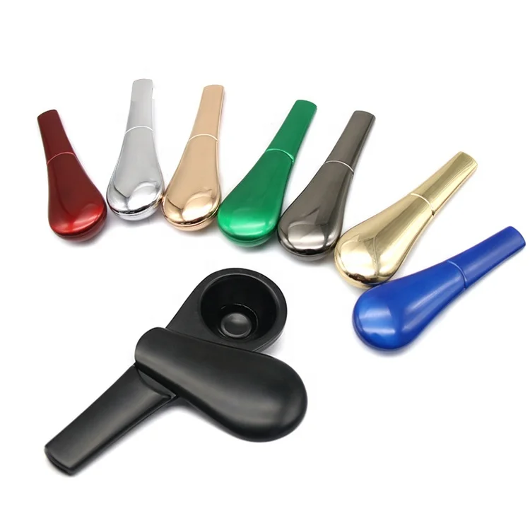 

New Fancy Spoon Smoking Pipe With Magnet Can Customize Portable Metal Zinc Alloy Gift Box Package Tobacco Pipe, Black;gun black;silver;gold;rose gold . rainbow