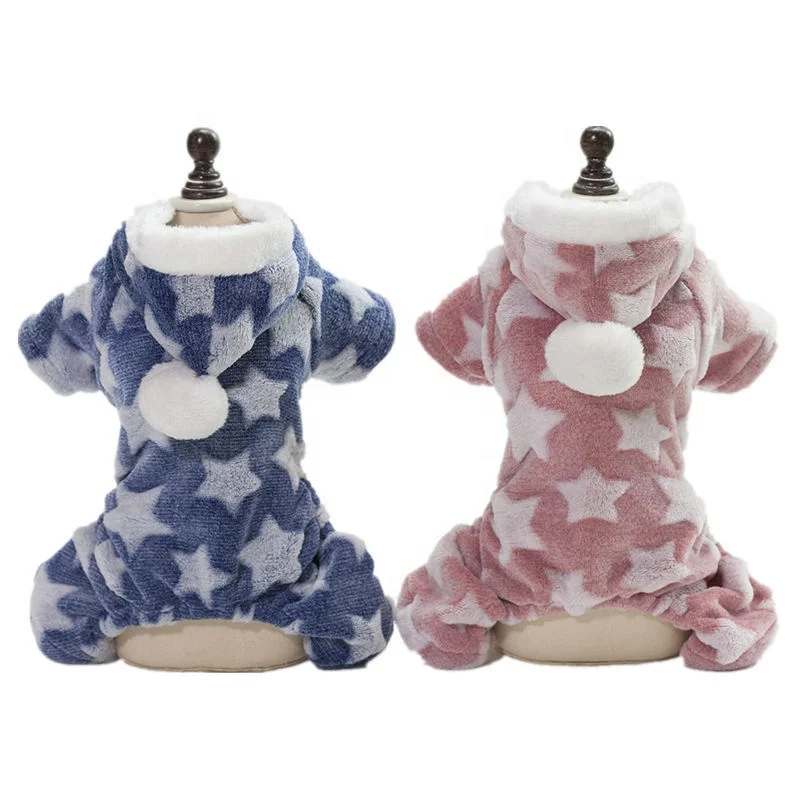 

Star Pattern Hooded Four-legged Plush Sweater Pet Dog Pajamas Small Dog Clothes, Picture