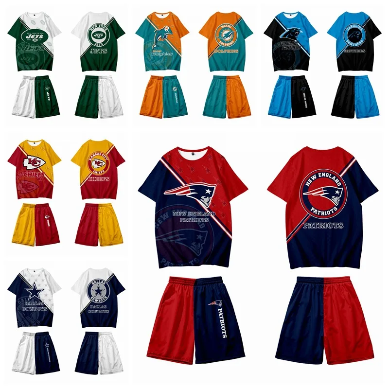 

High quality America football team man jerseys shorts sets Nfl Top & shorts man plus size sports t shirts, Mix color