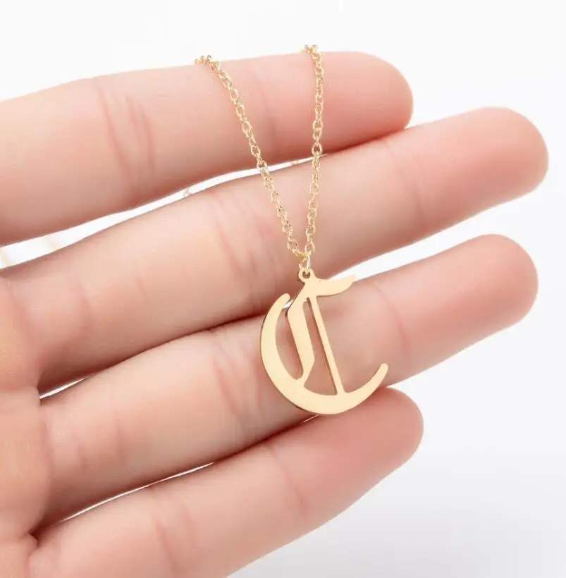 

Simple High Quality Gold Silver Plated Stainless Steel Initial Pendant Necklace No Fade 26 Alphabet Necklace, Picture color