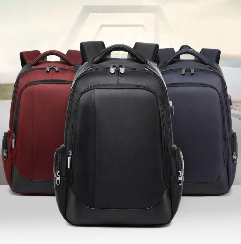 

Men Travel Waterproof Expansion USB Charging Laptop Backpack, Red or custom