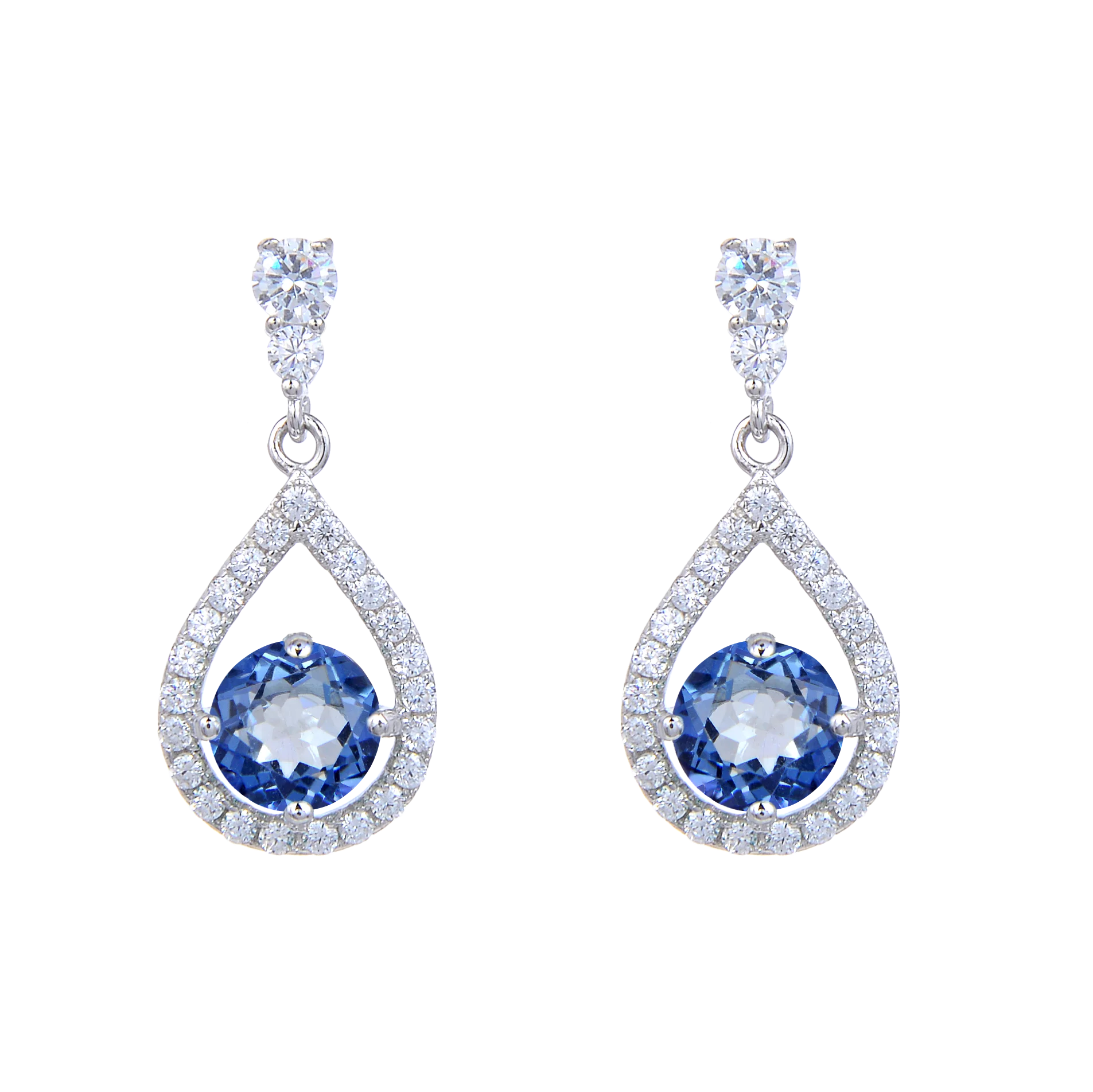 

Abiding 925 Silver Earrings Mystic Quartz - Iolite Blue Gemstone Water Drop Dangling Drop Earrings For Women Party Wedding