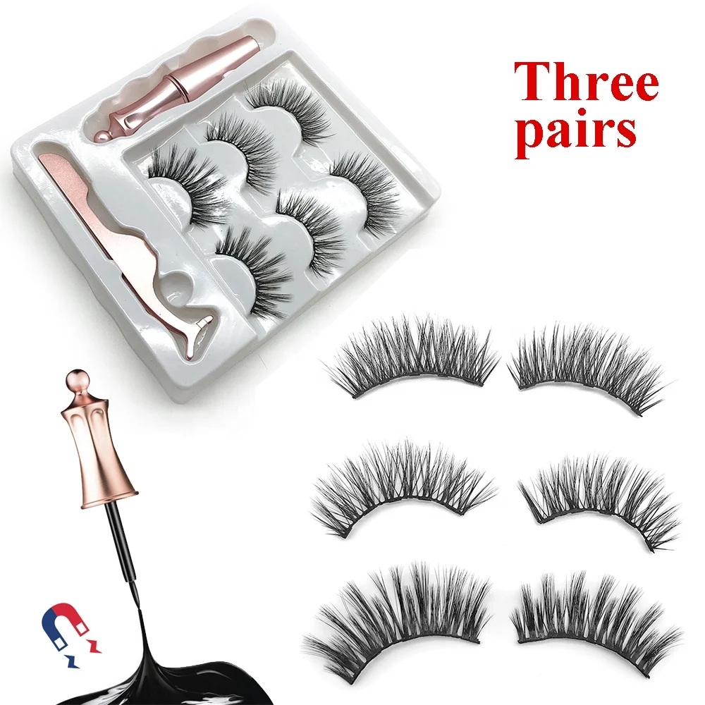 

New arrival magnetic false eyelashes magnetic eyeliner false eyelash with tweezer