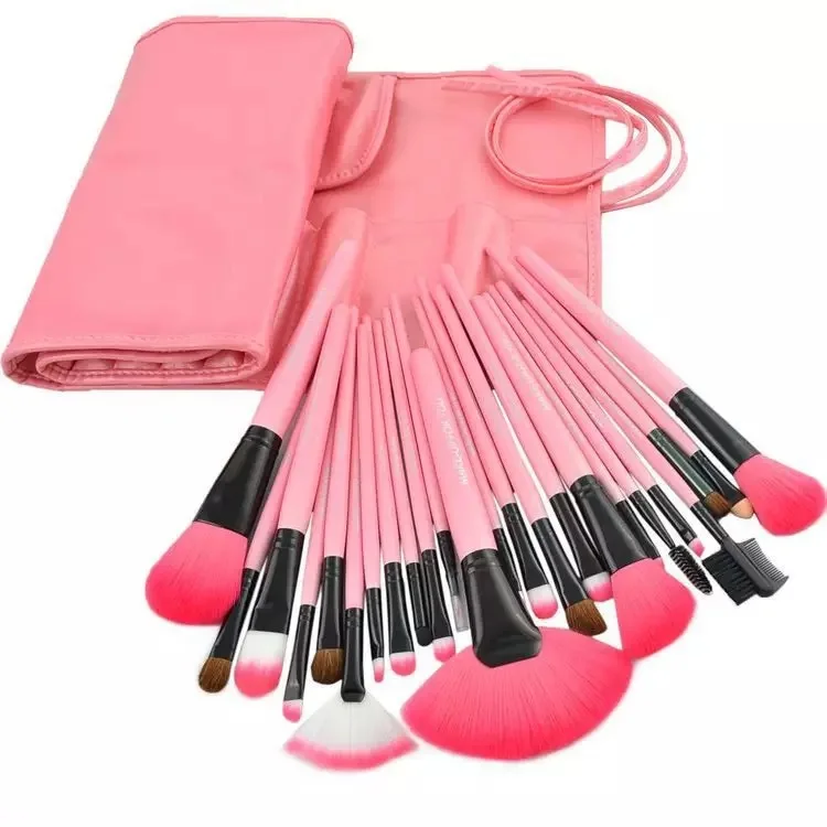 

HZM 24PCS 2021 Hot Selling Custom Label Rose gold Black cheap Makeup Brush set customized logo wholesale Fan Powder Eye brushes, Black, pink,gold