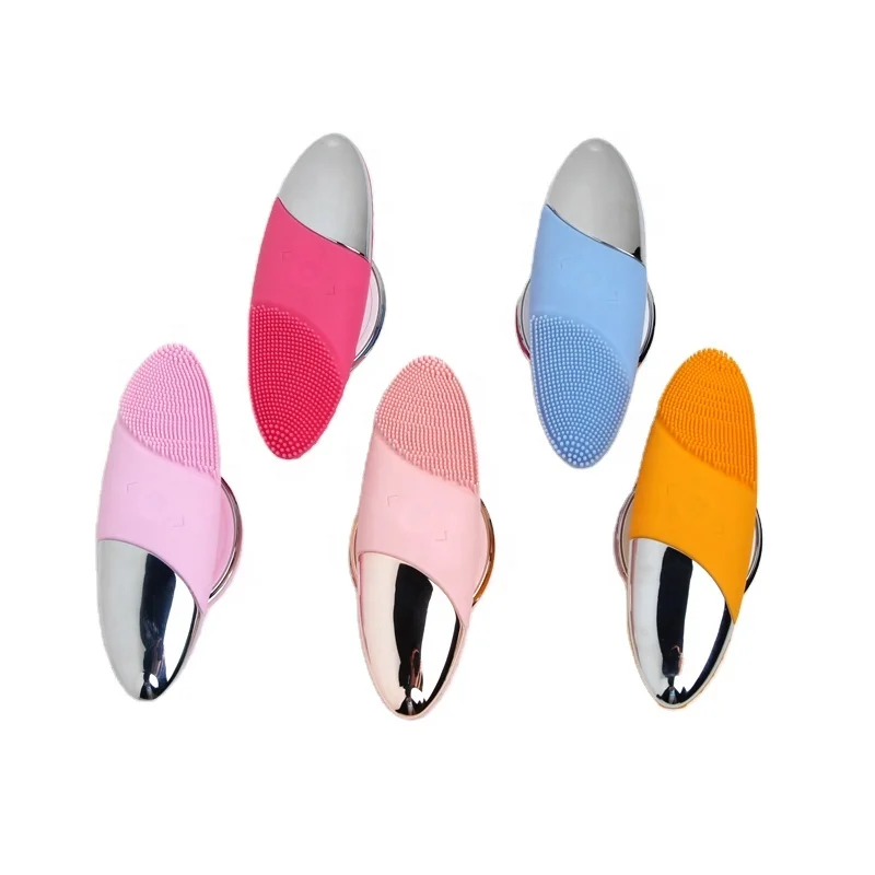 

Wholesale Waterproof Cleanser Products Good Quality Waterproof Wireless Electric Silicone Facial Cleansing Brush for Girls Gift, Pink,blue, customized
