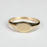 

14K Gold Oval Signet Engraved Initial Name Pinky 925 Silver Ring Personalized Gift
