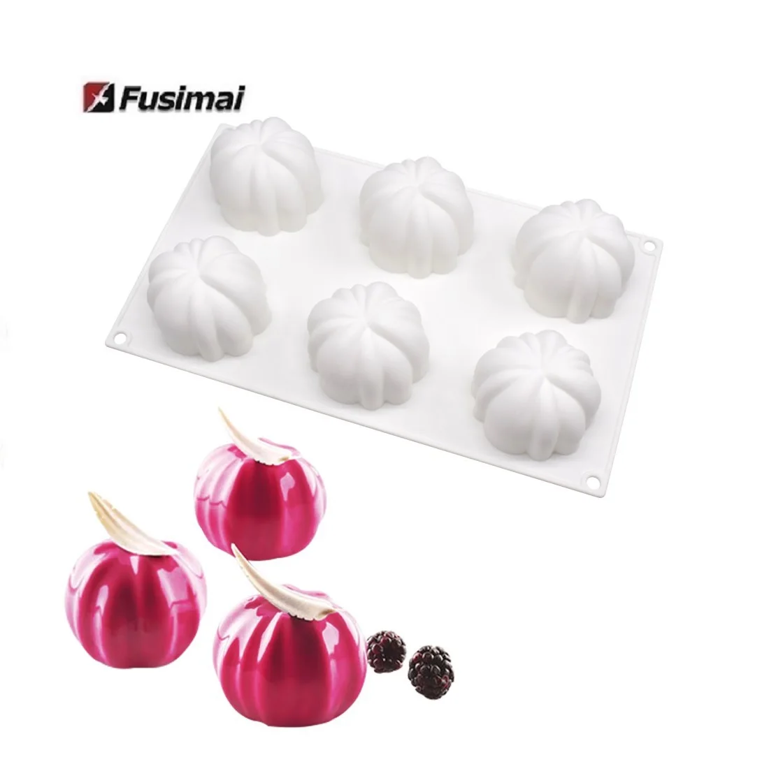 

Fusimai Halloween Cake Mold White Silica Gel Dessert Baking 6 Pumpkin Mousse Molds