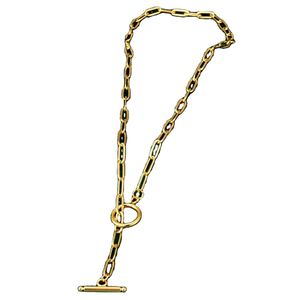 

Factory Price Stainless Steel Jewelry O T Clasp Paper Clip Chain Necklace For Women, Picture shows