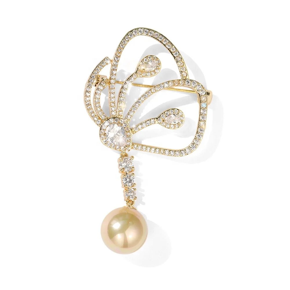 

XILIANGFEIZI New Fashion Zircon Pearl Brooches Jewelry Accessories Butterfly Brooch