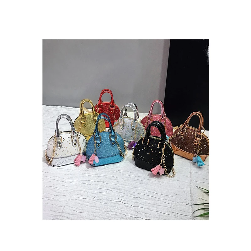 

Mini Shining Shell Bag Children Sequims 2020 Ins New Fashion Wild Chain Crossbody Bag Cute Girls Glitter Shoulder Handbags Purse