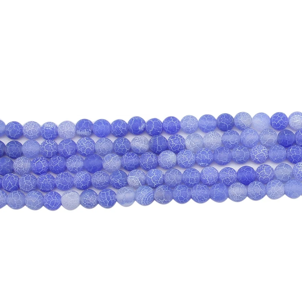 

1strand/lot 4 6 8 10 12mm Weathering Natural Stone Bead Blue Frost Crab Agates Round Spacer Bead For Jewelry Making Findings DIY