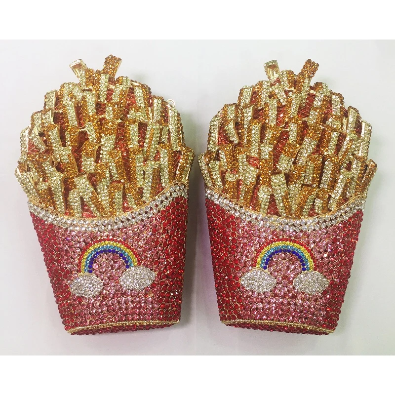 

2020 French Fries crystal cluth bag unique designs McDonald's bag styles nigerian handbag for ladys' party