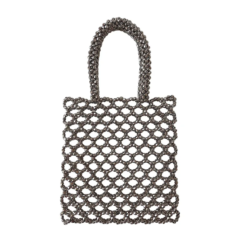 

Hollow handmade beaded bag women's new elegant portable shoulder bag simple imitation pearl clutch