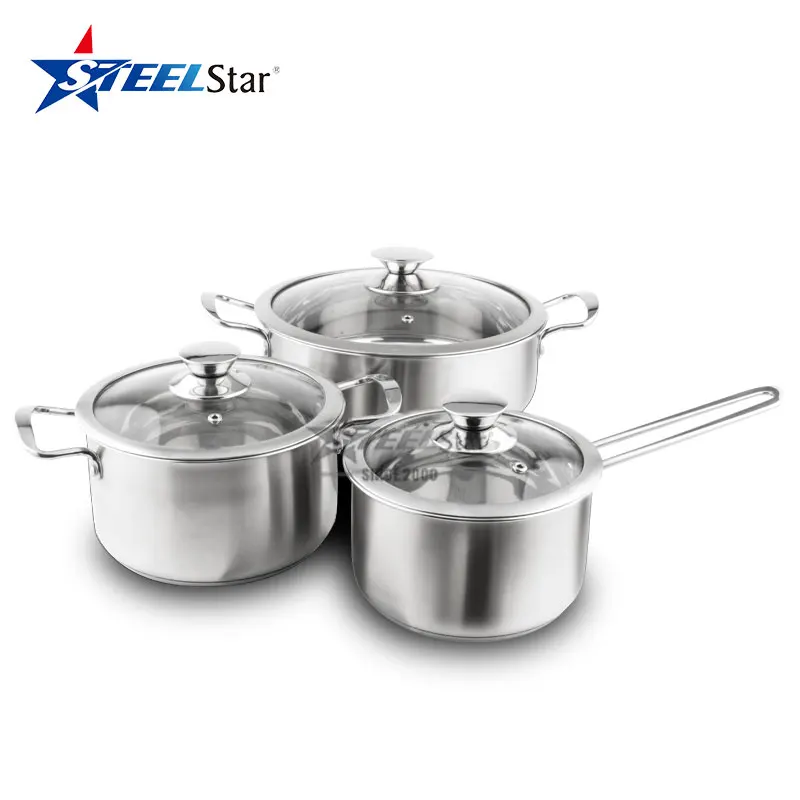 

6pcs Kichen Cookware Set Stainless Steel With Tempered Glass Lid,Capsulated Induction Bottom,Giveaways Business Gifts, Silver
