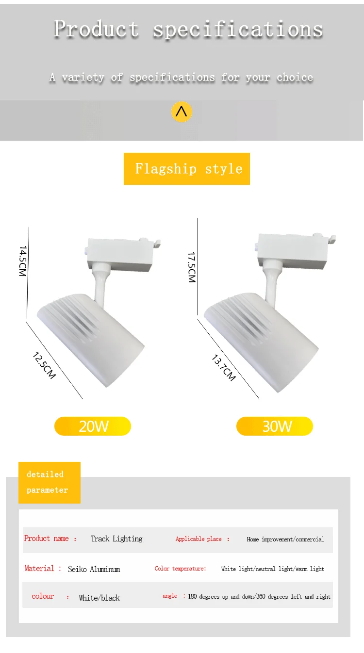 20W 30W Modern Customized Commercial Linear COB LED Spot Track Light Fixture