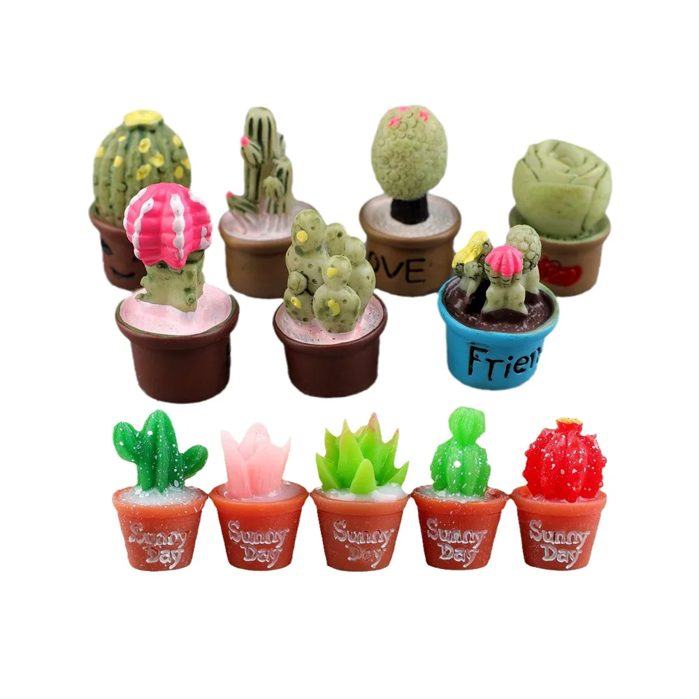 

lovely 3d artificial succulent plant cactus figurines resin cabochons for garden home decoration