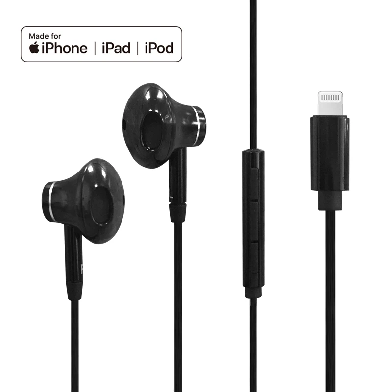 

Mfi Certified for Apple wired noise cancellation for iPhone original chip for lightning connector earphones with microphone