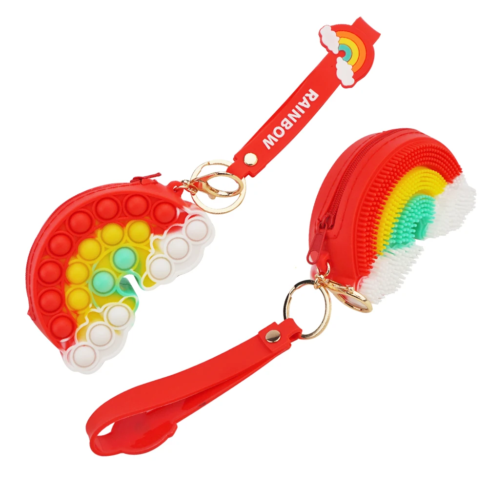 

New Keychain Toys Silicone Push Pop Bubble Handbag Purse Wallet Bag for Kids, Colorful