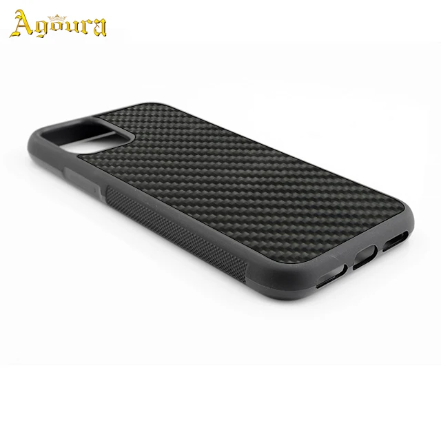 For iphone 11 TPU PC real carbon fiber 3K twill two-in-one mobile case covers