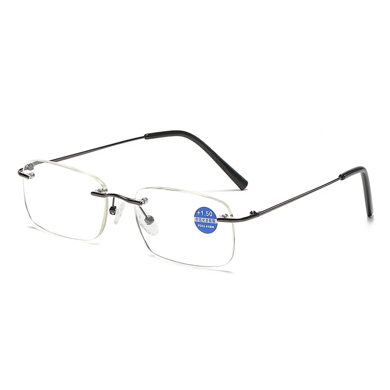 

3512 Reading Glasses Metal Rimless Blue light blocking Presbyopic Glasses anti radiation Reading Glasses