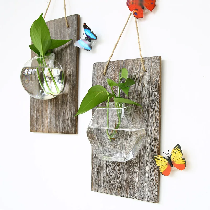 

Wall Hanging Flowerpot Wall Small Fresh Artistic Green Plant Hydroponic Plant Container Decoration Wall Hanging Glass Vase, Picture