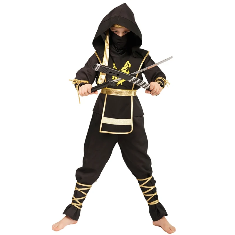 

Gloden Dragon Ninja Costumes Halloween Party Fancy Dress Cosplay Ninja Costume For Children