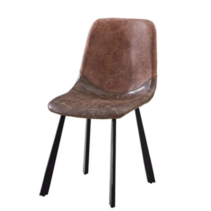 
wholesale good quality armless strong frame pu leather patch fabric black steel legs backrest minimalist industrial chairs 