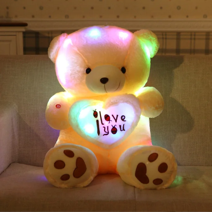 

Wholesale Valentine's Day Gift 50cm LED Light Up Teddy Bear Plush Stuffed Toy Glowing Plush Teddy Bear
