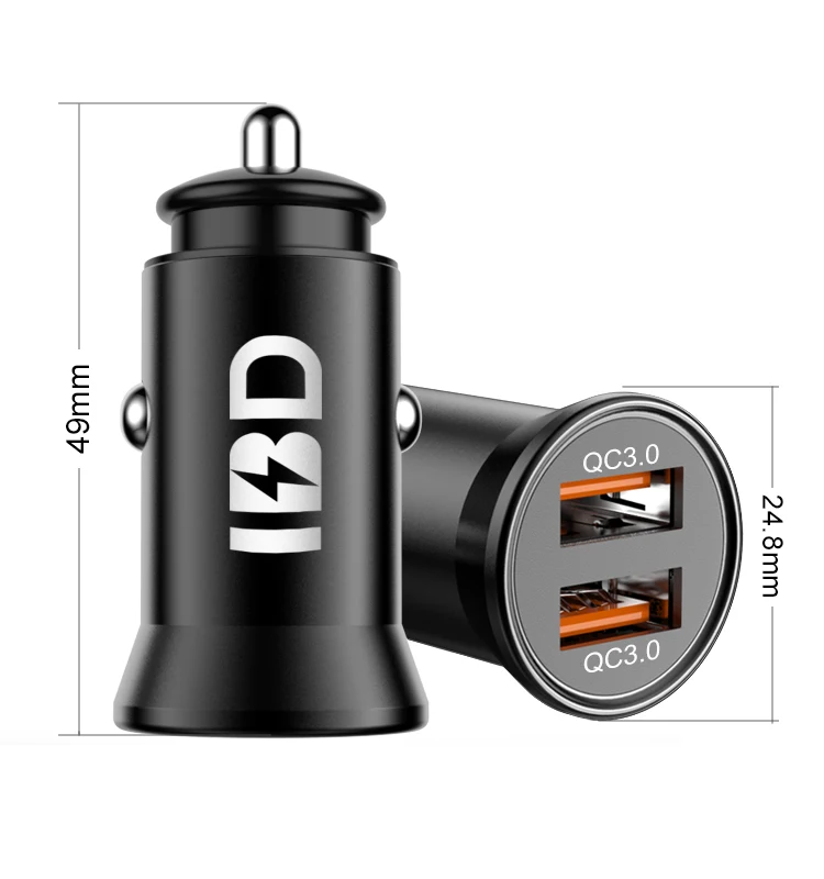 

IBD 36W Mini Car Charger With Dual USB Port Charger Unique Design Metal Charger