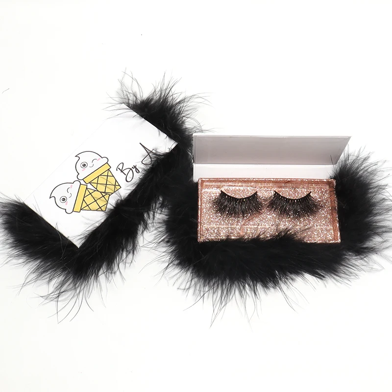 

Hot selling 3d mink lashes 100% real custom false eyelashes too 25mm mink eyelash, Black
