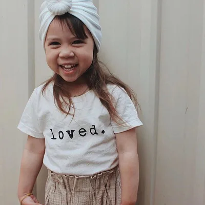 

2021 fashion short sleeve summer cotton toddler t shirts print Loved