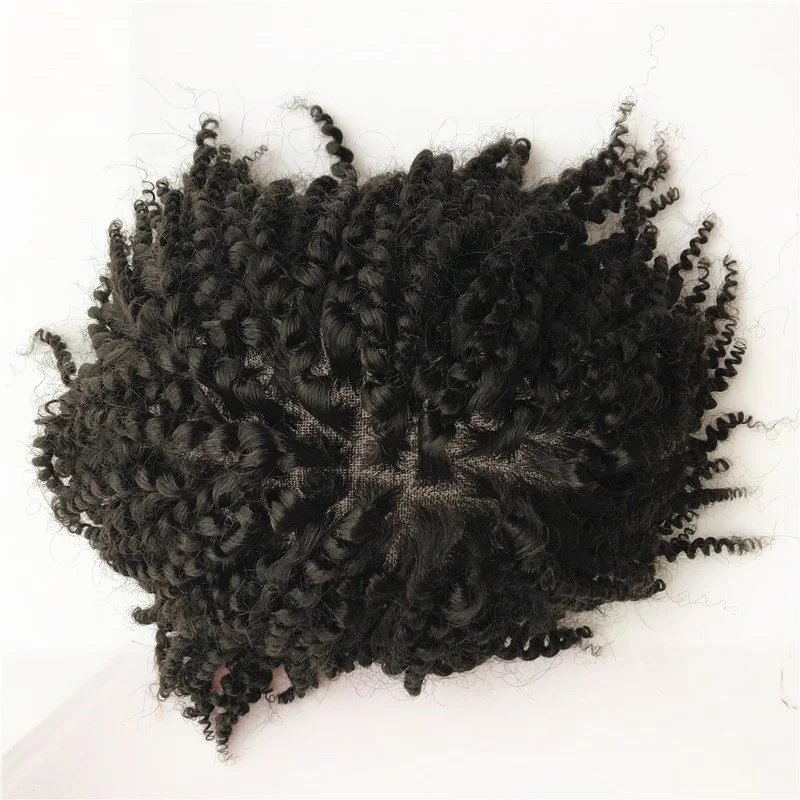 

Braided Curly Hair Toupee Men Natural Looking 100% Brazilian Remy Human Hair Toupee Lace & PU Mens Replacement System
