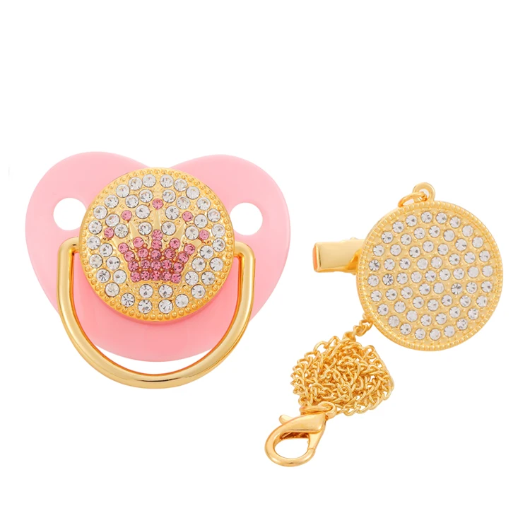 

BLINGONLY Hot Sale Premium Gold Cute Soother Luxury Baby Pacifier, Pink,blue,white.black,gold