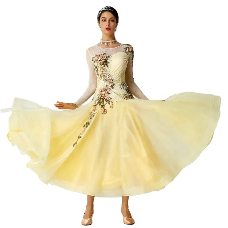 

B-19597 Custom high quality national standard modern dance dress costume competition ballroom dance dress for girls, Customized