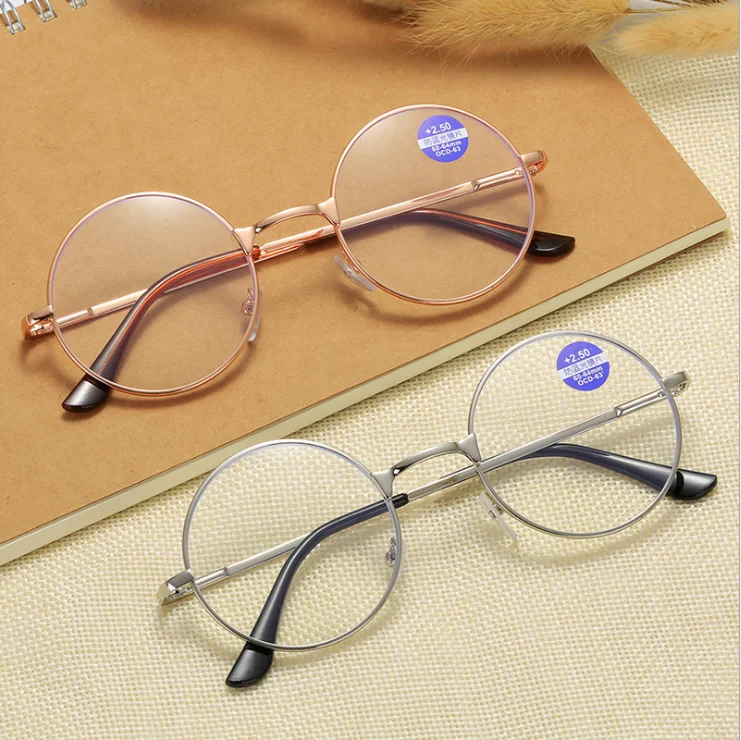 

New metal retro round reading glasses unisex blue filter reading glasses SP702 in stock