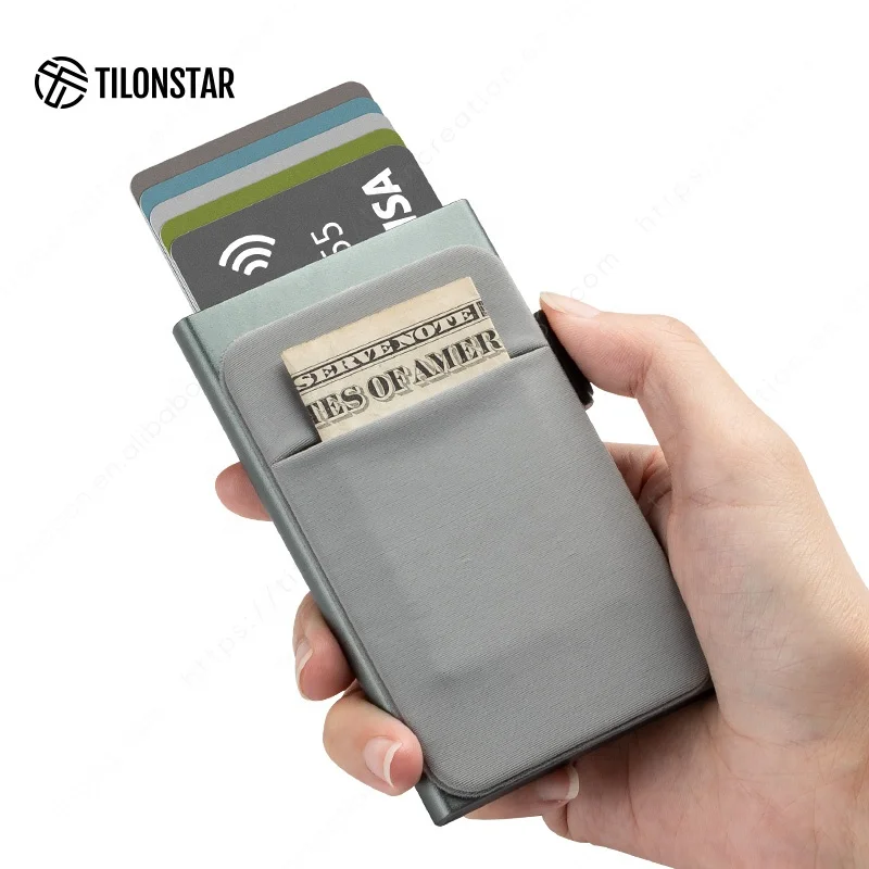 

2022 New Trend Aluminum Wallet Multitool Credit Card Sized Smart Metal Wallet Card Holder Pop Up Wallets