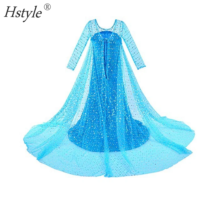 Luxury Princess Dress for Elsa Costumes with Shining Long Cap Girls Birthday Party 2-10 Years Luxury Princess Dress for Elsa Costumes with Shining Long Cap Girls Birthday Party 2-10 Years