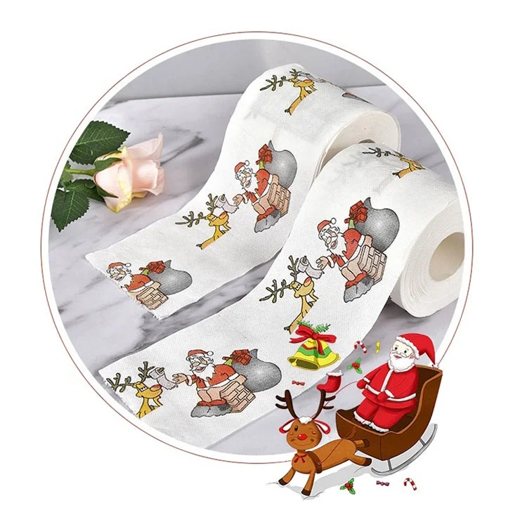 

Ready To Ship Father Christmas Printed Disposable 2 Ply Bathroom Toilet Rolls Paper