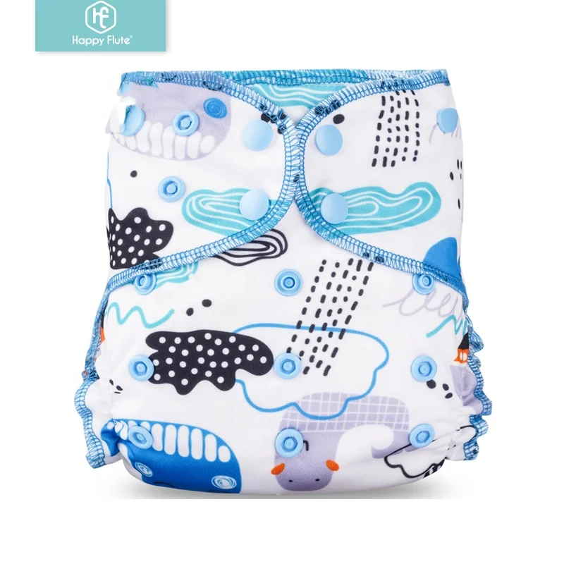 

HappyFlute adjustable bamboo velour hybrid AIO baby diapers with bamboo cotton inserts baby cloth diaper, Multi color