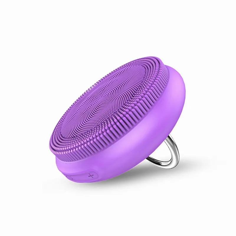 

Rechargeable Mini Electric Ring Buckle Waterproof Silicone Face Cleaning Brush, Pink, purple, green