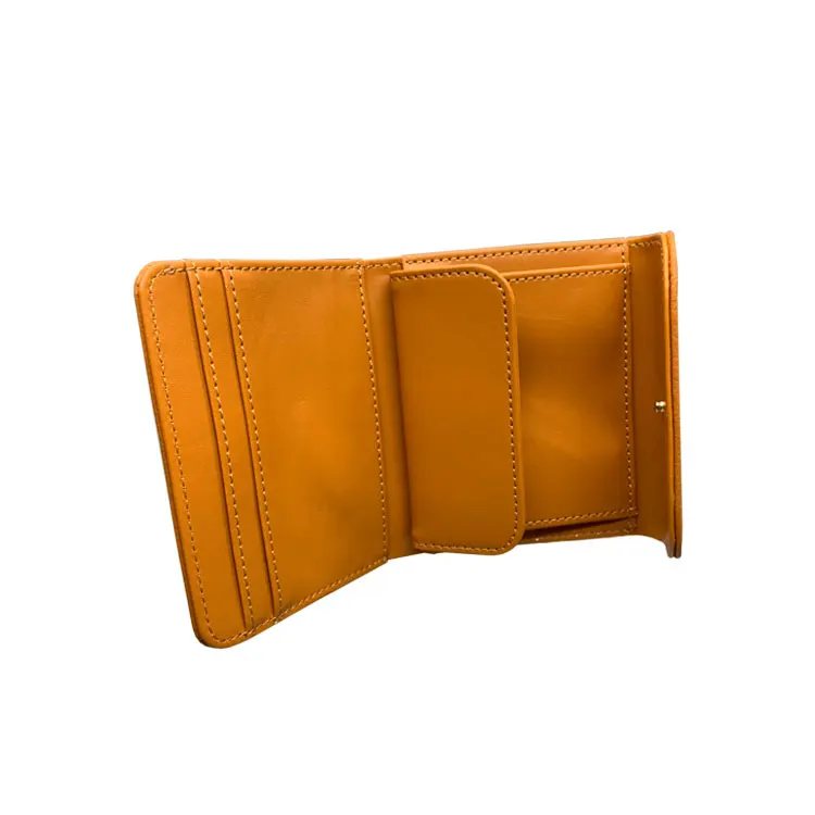 

2021 new retail customizable PU leather snap button double fold Clip Wallet, Violet