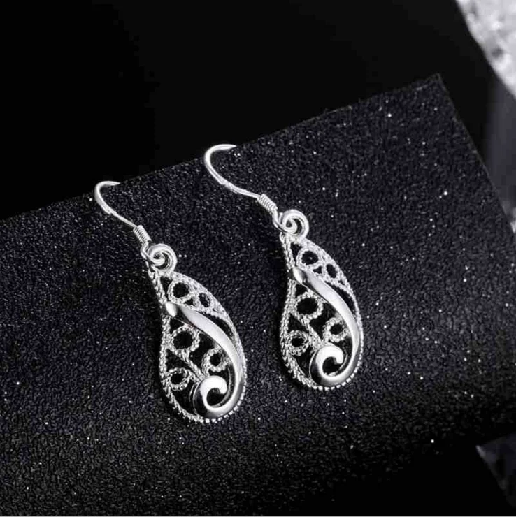 

Wholesale nice price fashion popular Hollow plated 925 silver temperament earrings jewelry