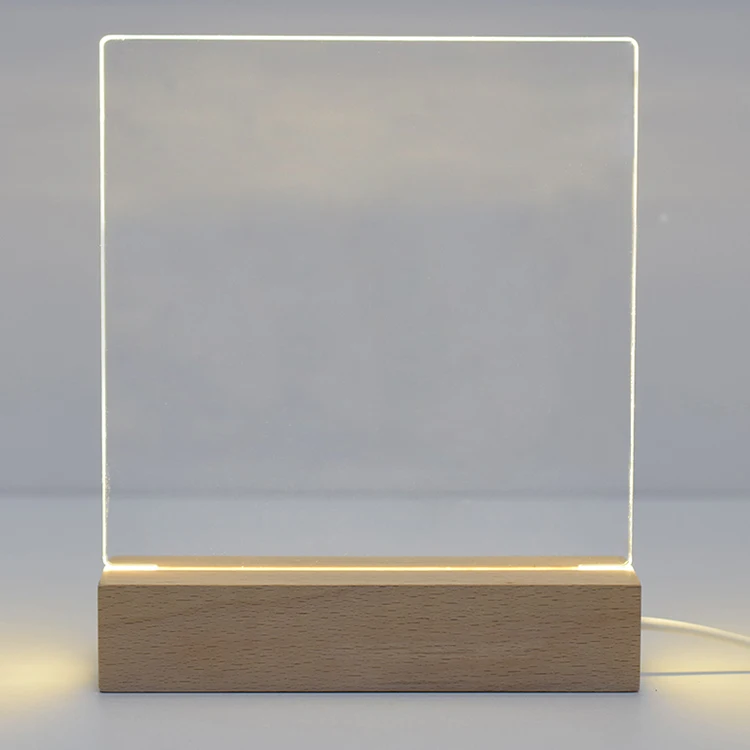 Hot Selling Beech USB Rectangular Night Light Wooden Led Light Bases for Acrylic