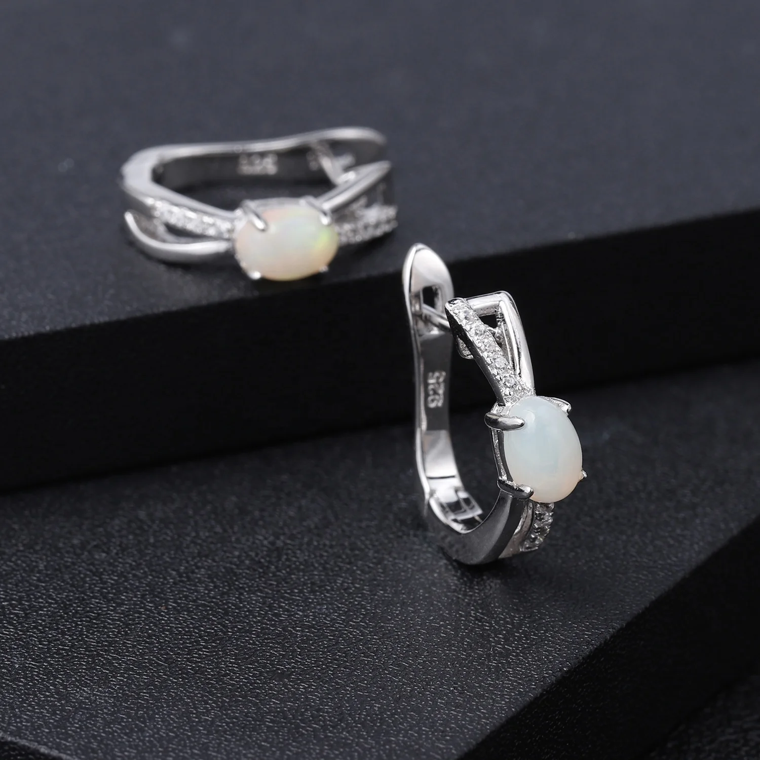

Abiding 925 Sterling Silver Gemstone Earrings Fashion Natural Ethiopia Opal Earrings For Women Fine Jewelry 2022