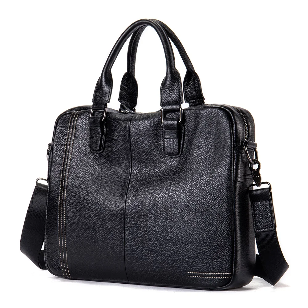 

Marrant 8122 Cosmetic Bags Cases Genuine Leather Computer Laptop Briefcase Vintage Men's Business Laptop Bag, Black