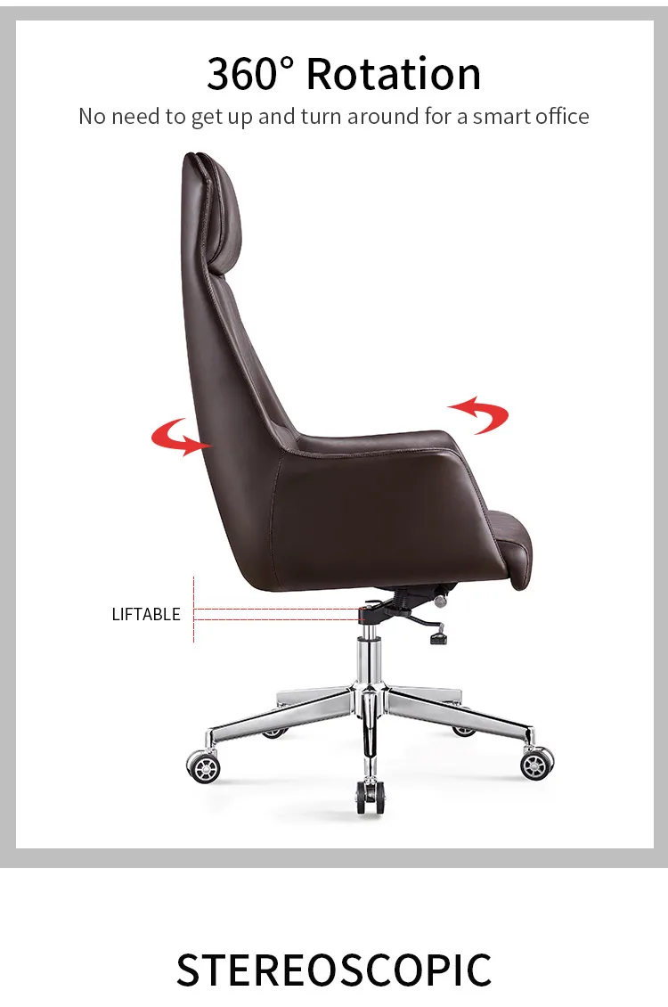 Ergonomic Executive High Grade Leather Office Chair Soft Comfortable Chairs Recliner