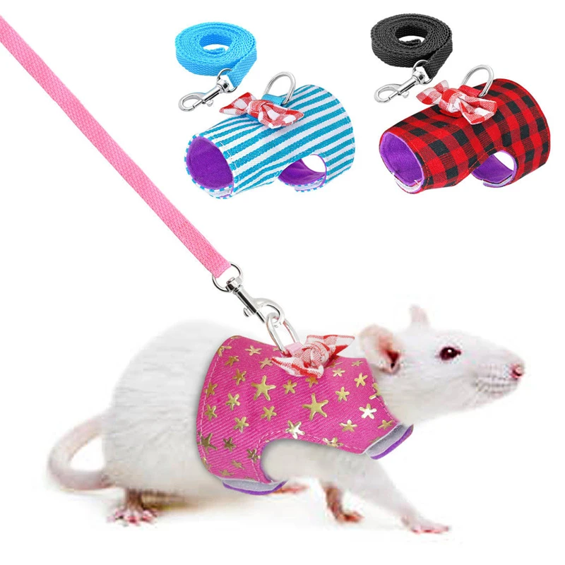 

Small Rabbit Vest and Leash Set For Ferret Guinea Pig Bunny Hamster Puppy Bowknot Chest Strap Harness Pet Supplies