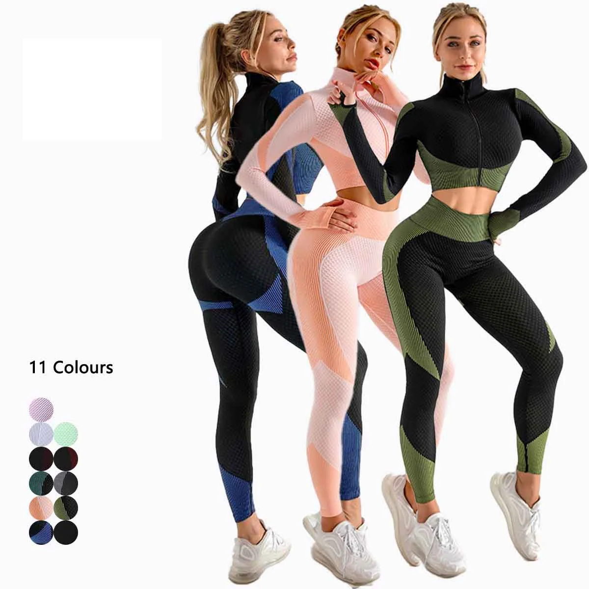

Custom 2 piece seamless workout gear set ribbed legging gym wear set women s fitness activewear 2021 long sleeve yoga set